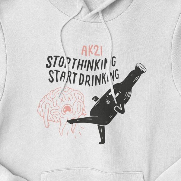 Abschlussmotiv "Stop Thinking Start Drinking v2" Vorderseite